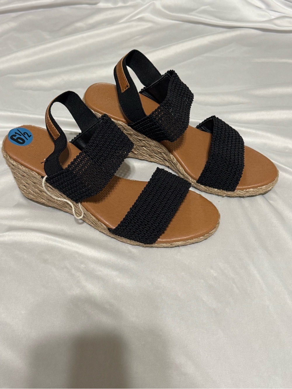 Tommy Bahama Black Knit Espadrille Wedge Sandals